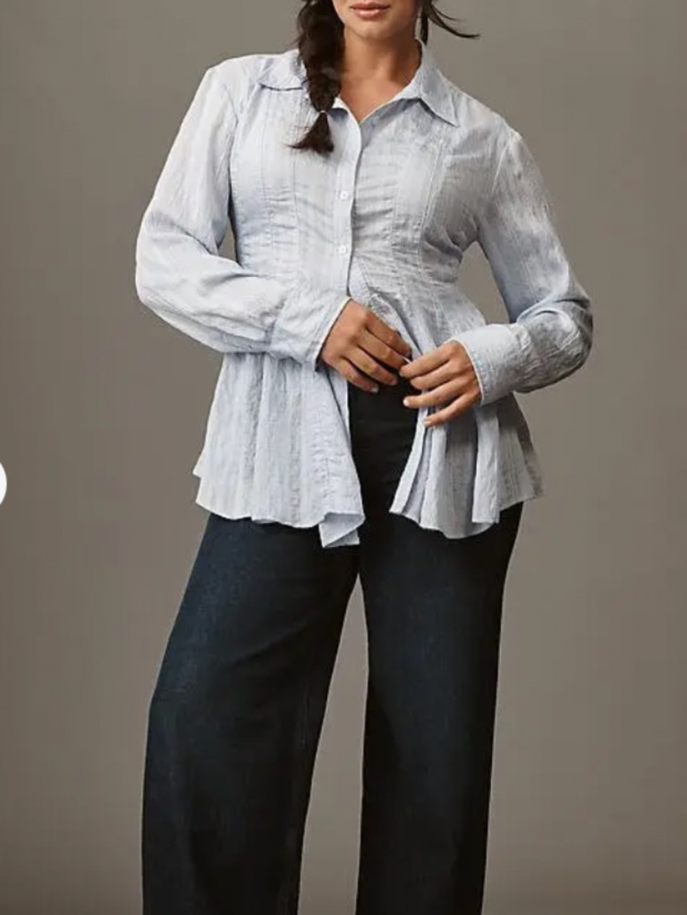 NWT MAEVE  Waisted Buttondown Tunic - Powder Periwinkle